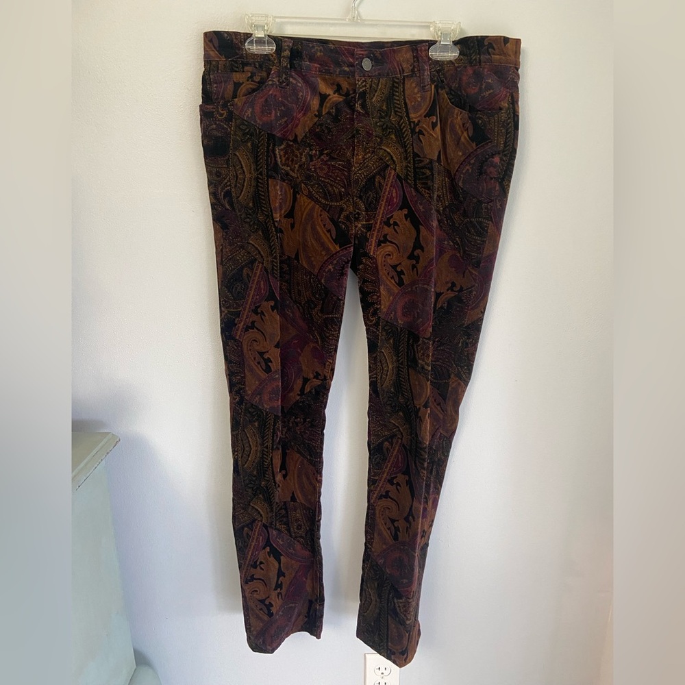 Ralph Lauren Paisley Print Velvet Pants